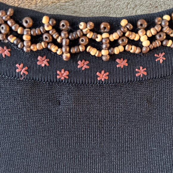 Dana Buckman, Size M, Black knit with embroidery and beading around the neckline - Picture 5 of 5